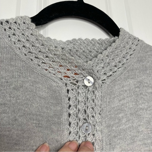 Cynthia Steffe Gray Cardigan Sweater w/Crochet Details Sz S - Picture 8 of 11